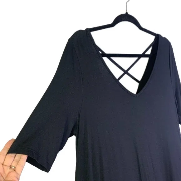 LANE BRYANT Black Strappy T-Shirt Midi Dress - NWT - Picture 4 of 11